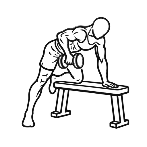 One-Arm Dumbbell Row — animated sequence
